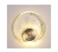 Wmmner Wall Light Round Crystal Wall Sconce Nordic Brass Led Wall Lamp Interior Art Decor Wall Lighting Fixture 3000K Warm White for Living Room Bedroom Pathway Stairs Corridor Dining Room