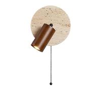 Wmmner Wall Light Sconce Modern Indoor Sconces Lighting Swivel Lamps Stone with Pull Cord Adjustable Wood Mount Bedside Reading for Bedroom Living Room Hotel