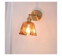 Wmmner Wall Light Sconce Retroing Copper Wall Light with Amber Class Lamp Shade Gold Wall Lamp Rotary Switch Indoor Wall Sconces Fixtures Kitchen-One,One Color-15.5Cm/One Color/14Cm