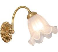 Wmmner Wall Light Vintage Floral Wall Lamp - Retro Glass Sconce Lighting Fixture with Japanese-Style Brass for Bathroom Bedroom Living Room and Corridor