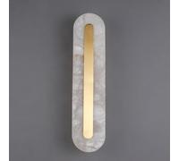 Wmmner Wall Lights Indoor Made of Natural Stone Made of Brass, Modern Linear Marble, 18 W, Dimmable Led, White Alabaster Living Room, Foyer, Hallway Wall Lights/Oval