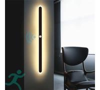 Wmmner Wall Lights Modern Led with Motion Sensor Black Indoor Minimalist Long Inside Fixtures for Living Room Bathroom Front (Natural Light,200Cm)/Warm Light/100Cm