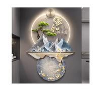 Wmmner Wall Picture Light inside Creative Oriental Landscape Mural Sconces Lamp Led,Modern Welcoming Pine Wall Hanginging for Home Hotel Bar(Blue,70X100Cm/28X39In) (Clear 70X100Cm/28X39In)/Blue/50*70C