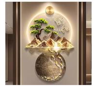 Wmmner Wall Picture Light inside Creative Oriental Landscape Mural Sconces Lamp Led,Modern Welcoming Pine Wall Hanginging for Home Hotel Bar(Blue,70X100Cm/28X39In) (Clear 70X100Cm/28X39In)/Brown/50*70