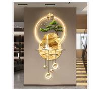 Wmmner Wall Picture Light, Oriental Landscape Mural Sconces Lamp Led,Modern Welcoming Pine Wall Hanginging for Home Hotel Bar, 60 X132Cm(Brown) (Brown)/Gold