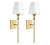 Wmmner Wall Sconce Battery Operated Wall Light Set of 2,Battery Powered Fabric Shade Wall Lamp Not Hardwired Install Fixtures，Battery Wall Lamp for Farmhouse, Tv Wall, Fireplace Wall Decor (Color :/Go