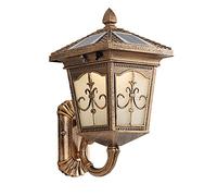 Wmmner Wall Sconces, Bronze Square Outdoor Wall Mount Light Solar Smart Light Control Wall Lamp Frosted Glass Lampshade Wall Sconce for Courtyard Garden Villas Wall Lantern Dusk to Dawn(Small)/L