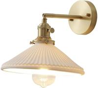 Wmmner Wall Sconces, Ceramics Shade Metal Wall Light, Bedside Reading Wall Lamp, Indoor Adjustable Antique Wall Sconce, Retro Rural Lighting Fixture, Suitable for Bedroom Bathroom Corridor Hotel Farm