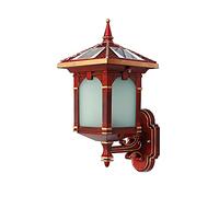 Wmmner Wall Sconces, Chinese Retro Industrial Solar Wall Lantern Dusk to Dawn with Frosted Glass Lampshade Wall Lamp Ip54 Waterproof and Dustproof Security Lamp Die-Aluminum Lamp Body Wall Sconce(Bra