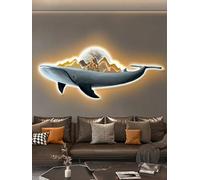Wmmner Wall Sconces for Bedroom 3D Wall Art Decoration - Led Wall Sculptures Whales Decorative Mounted Lamp Living Room Hanging Art with Led Light(B 35.4In)/D/47.2In
