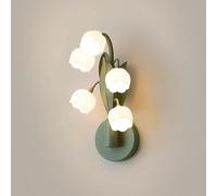 Wmmner Wall Sconces for Bedroom 5-Light Flower Glass Green Bell Nordic Hallway Wall Light with Milk Glass Farmhouse Vintage Modern Wall Mounted Lamp for Bedroom Bedside Bathroom Kitchen L