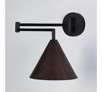 Wmmner Wall Sconces for Bedroom Adjustable Swing Arm Wall Lamps Nordic Style Wall Mounted Lamp with Cone Wood Grain Lampshade Indoor Hardwired Lighting Fixture for Bedroom Bedside Living