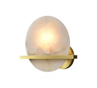 Wmmner Wall Sconces for Bedroom Brass Natural Marble Lampshade Round Stone Wall Light Decor Gold Indoor Wall Lamps Nordic Style for Living Room Bedroom Dinning Room Stairs Corridor Study