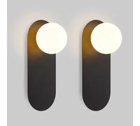 Wmmner Wall Sconces for Bedroom Globe Glass Lighting Fixture Nordic Modern Wall Light 2 Pack Oval Design Beside Wall Lamp Indoor Wall Lighting Decor for Living Room Bedroom Hallway Stairs/K