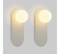 Wmmner Wall Sconces for Bedroom Globe Glass Lighting Fixture Nordic Modern Wall Light 2 Pack Oval Design Beside Wall Lamp Indoor Wall Lighting Decor for Living Room Bedroom Hallway Stairs/White