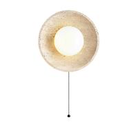 Wmmner Wall Sconces for Bedroom Japanese Style Wabi-Sabi Art Lighting Fixture Round Travertine with Pull Switch Nordic Style Natural Stone Bedside Wall Light for Bedroom Living Room Stair
