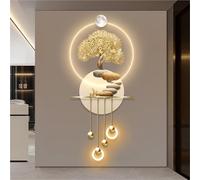 Wmmner Wall Sconces for Bedroom Large Metal Wall Art Sculpture Wall Led Light Modern Home Decor Artwork Traditional Chinese Decoration with Wireless Remote Control Lamp for Living Room(C/a/53.1In