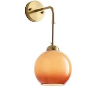 Wmmner Wall Sconces for Bedroom Modern Glass Orange Glass Sphere Ball Antique Brass Hallway Wall Light Hanging Vintage Gold Bedside Wall Lamp for Bedroom Living Room Farmhouse Bathroom