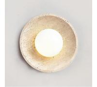Wmmner Wall Sconces for Bedroom Nordic Modern Marble Indoor Round Yellow Travertine Wall Lamp with Glass Lampshade Japanese Style Wall Mounted Ceiling Lamp Fixture for Bedroom Living Room