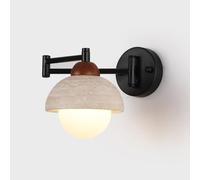 Wmmner Wall Sconces for Bedroom Swing Arm Vintage Wabi-Sabi Style Nature Yellow Travertine Wall Lamp Hardwired Indoor Wall Mounted Lamp for Bedroom Bedside Living Room Study