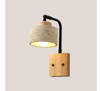 Wmmner Wall Sconces Industrial Farmhouse Natural Stone Reading Lights for Bedroom Wood Rustic Modern Marble Lamp for Bedside Living Room Dining Room/Log