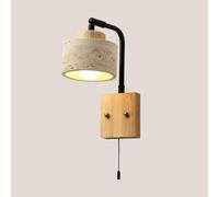 Wmmner Wall Sconces Industrial Farmhouse Natural Stone Reading Lights for Bedroom Wood Rustic Modern Marble Lamp for Bedside Living Room Dining Room/Log with Pull C