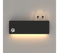 Wmmner Wall Sconces, Led Fairy Wall Lamp Rectangle Metal Wall Sconce Indoor Cartoon Cat Wall Light, 9W Children's Room Wall Wash Lights Headboard Lamps for Living Room Bedroom Bedside Hallway(Svart-6