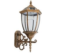 Wmmner Wall Sconces, Retro Solar Outdoor Wall Light Outward Bending Design Wall Lamp Six-Sided Transparent Glass Lampshade Patio Light Ip65 Waterproof and Rust-Proof Sconce Light(Noir)/Brass