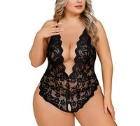 Wmmner Warehouse s Returns Lingerie Set hot Crotchless Mesh Slim Bodycon Stretch Jumpsuit Lingerie Set with Suspenders and Stockings Exquisite Faux Leather/Black/3Xl