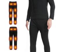 Wmmner Winter Men Heated Underwear Set USB Heating Body Suit Top and Pants Outdoor Sport Warm Swear Ski Base Layer Clothing with 28 Heating Zones,Batteries Not Included/Single Pants/XL