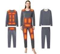 Wmmner Woman's Heating Underwear Sets, Winter Electric Heated Underwear Washable USB Adjustable Temperature 6/12 Zone Heated Shirt and Pants Outdoors Indoors/Suit/XXL