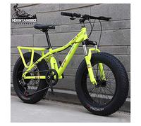 Wmmner Women Hardtail Mountain Trail Bike 20 inch with Dual Disc Brake, Girls All Terrain Anti-Slip Front Suspension Fat Tire High-Carbon Steel Mountain Bicycle, Adjustable Seat,Yellow,24 Speed/Yellow