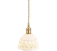 Wmmner Woven Glass Lights Kitchen Boho Coastal Exquisite Home Chandelier Nordic Modern White Ceiling Hanging Lamp Vintage Brass Farmhouse Lighting Fixture for Bedroom Dining Room/15Cm