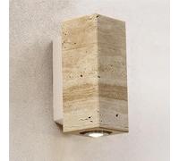 Wmmner Yellow Travertine Wall Lamp, Modern Simple Indoor Wall Sconces Japanese Wall Lighting for Porch Corridor Front Door Home(Round)/Square