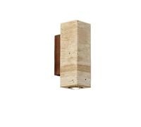 Wmmner Yellow Travertine Wall Sconce, Modern Marble Geometric Wall Lamp Indoor Warm Wall Mount Light for Bedroom Bedside Entryway Porch(Square,6.29In)/Square/9.05In