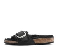 (WMNS) Birkenstock Madrid Big Buckle Shearling Oiled Leather Narrow Fit Sandals 'Black' 1020136 4-4.5