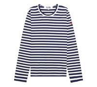 (WMNS) COMME des GARCONS PLAY SS25 PLAY Double Heart Striped T-Shirt 'Blue White' AZ-T331-051-1 S