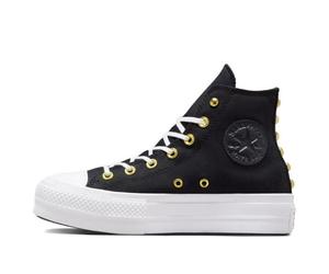 (WMNS) Converse Chuck Taylor All Star Lift Platform Star Studded 'Black White Gold' A05453C 5.5