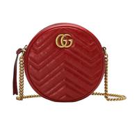 (WMNS) Gucci GG Marmont Gold Logo Leather Chain Shoulder Messenger Bag Mini Red 550154-0OLET-6438 F
