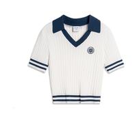 (WMNS) Li-Ning x Disney Monsters University Knit Polo Shirt 'Cream White Navy' AMBU216-2 M