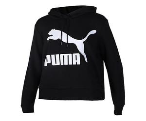(WMNS) PUMA Classics Logo Hoody Knitting Pullover Fleece Black 595915-01 M