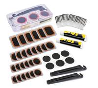 Wmool Bike Tire Repair Kit - Bicycle Inner Tube Puncture Patch Kits with 32PCS Vulcanizing Patches,Metal Rasp, for Motorcycle BMX Cycling MTB Road Mountain Bicycle