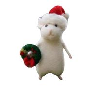 Wmool Christmas Felt Mice Ornaments, Halloween Mouse Felted Animals Winter Xmas Wool White Mouse Hanging Decor, Felt Animal Crafts Woodland Cute Christmas Tree Wreath Decor for Home Party Supplies