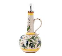 Wmool Italian Ceramic Olive Oil Dispenser Bottle 23oz, Hand Painted Stoneware Olive Oil Cruet for Kitchen with Stainless Steel Spout for Oils, Sauces, Vinegar