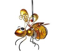 Wmool Solar-Powered Hanging Bee Light - Metal LED Outside Bugs with Bouncy Springs - Solar Fairy Lights for Outside Garden Decor Backyard Balcony Porch Spring Decoration
