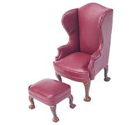 Wmqbjta 1/12 Scale Miniature Dollhouse Sofa in PU Leather for Home Decor, Red Single Sofa