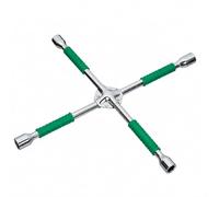 Wmqbjta 20-Inch Cross Wrench with Four Socket Ends High-Leverage Wrench with Rubber Grips Portable Wheel Lug Nut Removal Tool for DIY Mechanics, Green