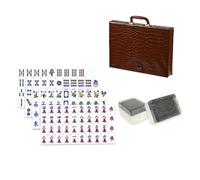 Wmqbjta Acrylic Mahjong Tiles Pack Crystal Tile Pieces Engraved Game Leather Shelter Material Suitable for Regional Rules Family Leisure Social Celebration Collectible Play, Black Silver