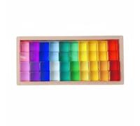 Wmqbjta Acrylic Sensory Blocks Clear Rectangle Desk Toy Acrylic Wood Tray Multiple Cubes Display Stable Structure Suitable for Home Study Shelf, Translucent Combination No. 6
