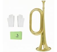 Wmqbjta Brass Wind Bugle Instrument Trumpet Cornet with Polished Finish and Gloves Brass for Traditional Look and Bright Voice suitable for beginners students, Gold